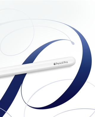 Apple Pencil Pro được đặt nằm trên một số thiết kế sáng tạo vẽ bằng tay