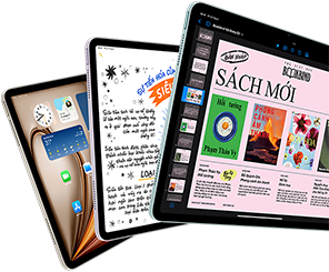 Ba màn hình iPad Air hiển thị các tính năng của iPadOS